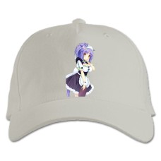 Бейсболка с принтом Неко Пара Кошачий Рай Синнамон - белая