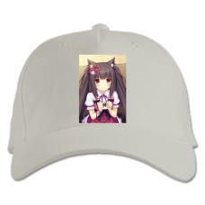 Бейсболка с принтом Неко Пара Кошачий Рай Чоколла Коробка - белая