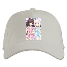 Бейсболка с принтом Неко Пара Кошачий Рай Ванилла И Чоколла - белая