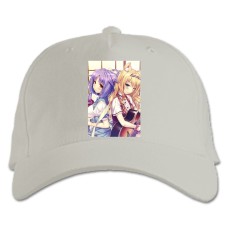 Бейсболка с принтом Неко Пара Кошачий Рай Синнамон И Мапл - белая