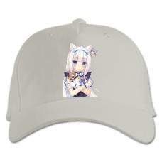 Бейсболка с принтом Неко Пара Кошачий Рай Неко Ванилла - белая