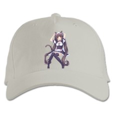 Бейсболка с принтом Неко Пара Кошачий Рай Чоколла - белая