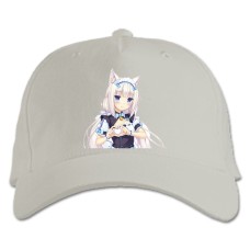 Бейсболка с принтом Неко Пара Кошачий Рай Неко Ванилла Девушка - белая