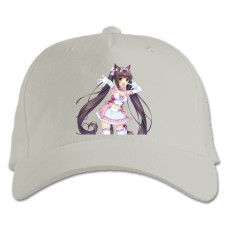 Бейсболка с принтом Неко Пара Кошачий Рай Красивая Чоколла - белая