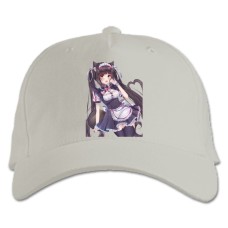 Бейсболка с принтом Неко Пара Кошачий Рай Чоколла Неко Девушка - белая