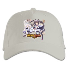 Бейсболка с принтом Неко Пара Кошачий Рай Логотип - белая