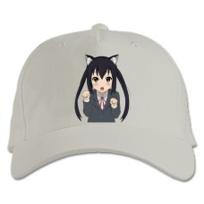 Бейсболка с принтом Кэй-Он! Неко Адзуса Накано - белая