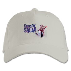 Baseball cap with Print Suicide Squad Logo Harley Quinn - white