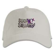Baseball cap with Print Suicide Squad Logo With Heroes - white