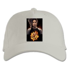 Baseball cap with Print The Hunger Games Katniss Everdeen Fire Logo Print - white