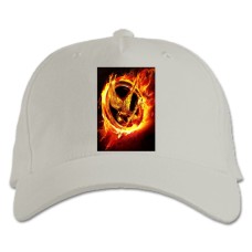 Baseball cap with Print The Hunger Games Fire Sign - white