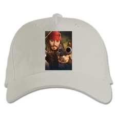 Бейсболка с принтом Пираты Карибского Моря Джек Воробей И Пистолет - белая