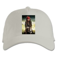 Бейсболка с принтом Пираты Карибского Моря Джек Воробей Герой - белая