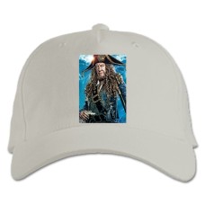 Бейсболка с принтом Пираты Карибского Моря Гектор Барбосса - белая