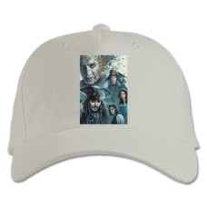Бейсболка с принтом Пираты Карибского Моря Главные Герои - белая