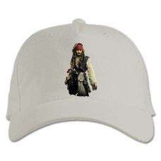 Бейсболка с принтом Пираты Карибского Моря Джек Воробей Капитан - белая