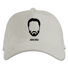 Кепка з принтом Джон Вік Мінімалістичний Принт - біла