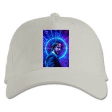 Кепка з принтом Джон Вік Неон Героїчний Принт - біла