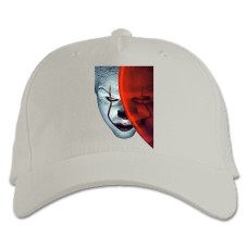 Кепка з принтом Воно Пеннивайз, Танцюючий Клоун Темний Принт - біла