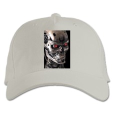 Baseball cap with Print The Terminator Face - white