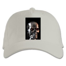 Baseball cap with Print The Terminator Robot Head - white