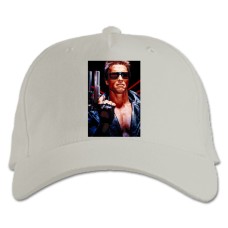 Baseball cap with Print The Terminator Hero Arnold Schwarzenegger - white