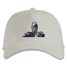 Baseball cap with Print The Terminator Robot Face - white