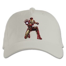 Бейсболка с принтом Марвел Железный Человек Герой - белая
