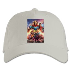 Бейсболка с принтом Марвел Герои - белая