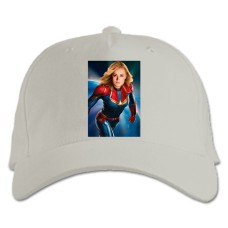 Бейсболка с принтом Марвел Герой Капитан Марвел - белая