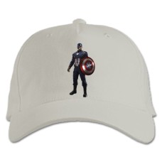 Бейсболка с принтом Марвел Капитан Америка Героический Принт - белая