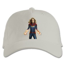 Бейсболка с принтом Марвел Сильный Капитан Марвел - белая