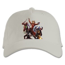 Бейсболка с принтом Марвел Персонажи - белая