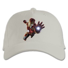 Бейсболка с принтом Марвел Тони Старк Железный Человек Герой - белая