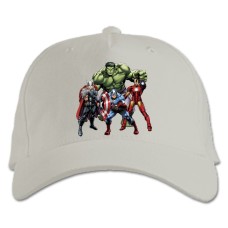 Бейсболка с принтом Марвел Главные Герои - белая