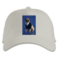 Бейсболка с принтом Люди В Чёрном Пёс - белая