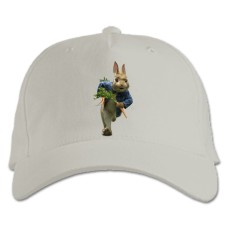 Бейсболка с принтом Кролик Питер Герой - белая