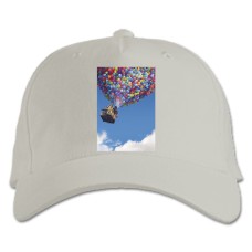 Baseball cap with Print Up Flying House - white