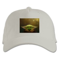 Baseball cap with Print The Mandalorian Cute Art - white