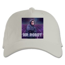 Бейсболка с принтом Мистер Робот Героический Принт - белая