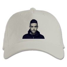 Бейсболка с принтом Мистер Робот Главный Герой - белая