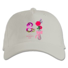 Бейсболка с принтом С 8 Марта! Счастливый Женский День Принт - белая