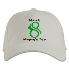 Бейсболка с принтом С 8 Марта! Женский День Зеленый Принт - белая