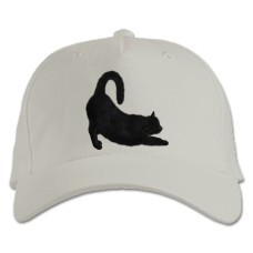 Baseball cap with Print Funny Black Cat - white