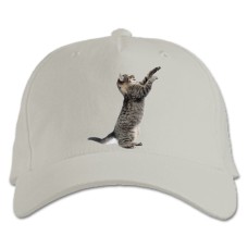 Baseball cap with Print Funny Grey Kitten - white