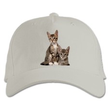 Baseball cap with Print Two Cute Kittens - white