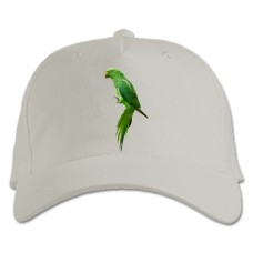 Baseball cap with Print Green Parrot - white