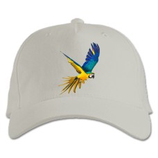 Baseball cap with Print Blue And Yellow Parrot Flies - white