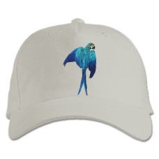 Baseball cap with Print Blue Parrot - white
