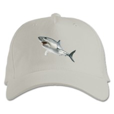Baseball cap with Print White Shark - white